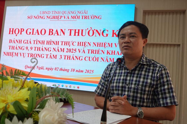 Sở Nông nghiệp và Môi trường họp giao ban đánh giá kết quả 9 tháng, triển khai nhiệm vụ trọng tâm cuối năm 2025